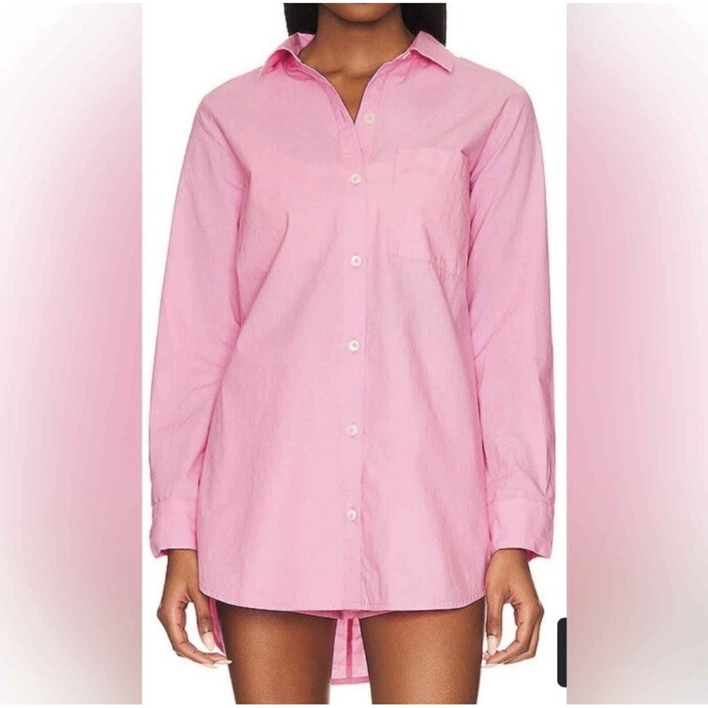 L*Space Skipper Top Button Down Shirt Large Guava Pink 100%‎ Cotton NWT